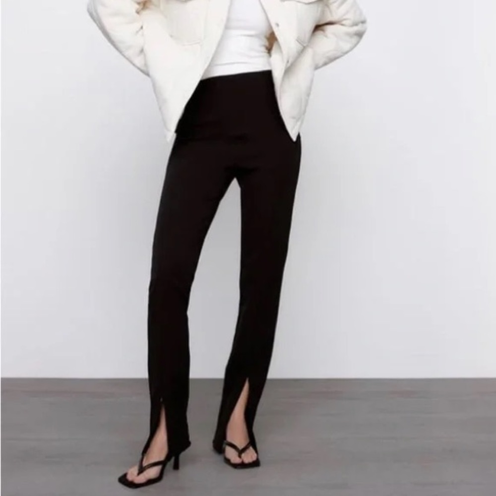 Zara Skinny Adjustable Zip Pant - S - Black